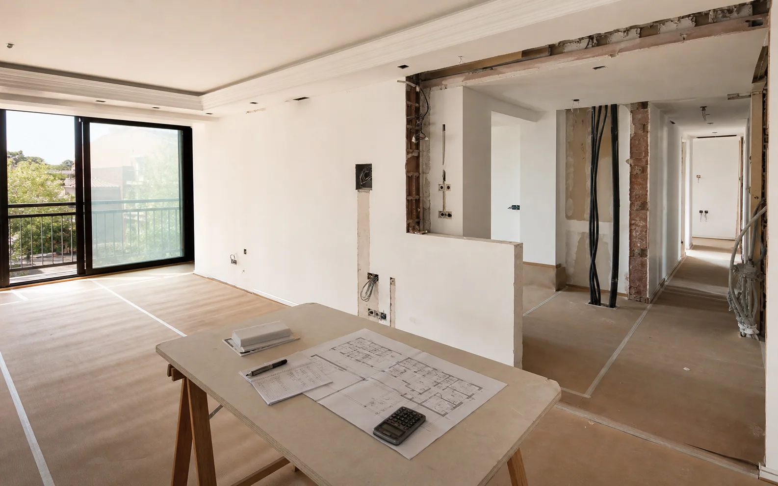 Vivienda en reforma en Sant Cugat con planos y calculadora para preparar presupuesto